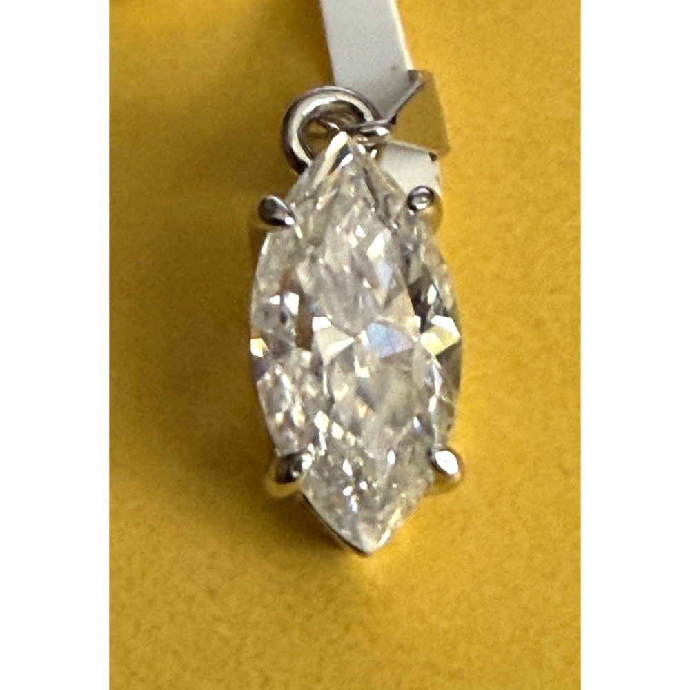 Moissanite Pendant Sterling Silver 1.0ct Marquise 925 GRA